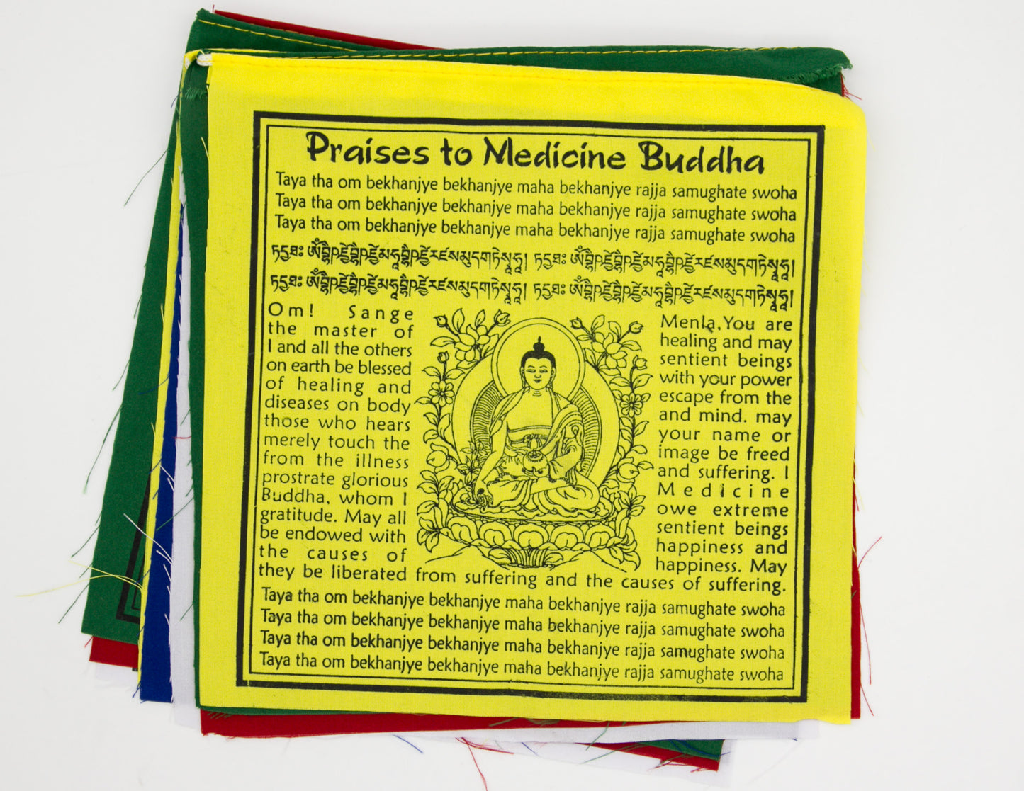 Medicine Buddha Prayer Flags in English, Multi / 20x20cm, 2m