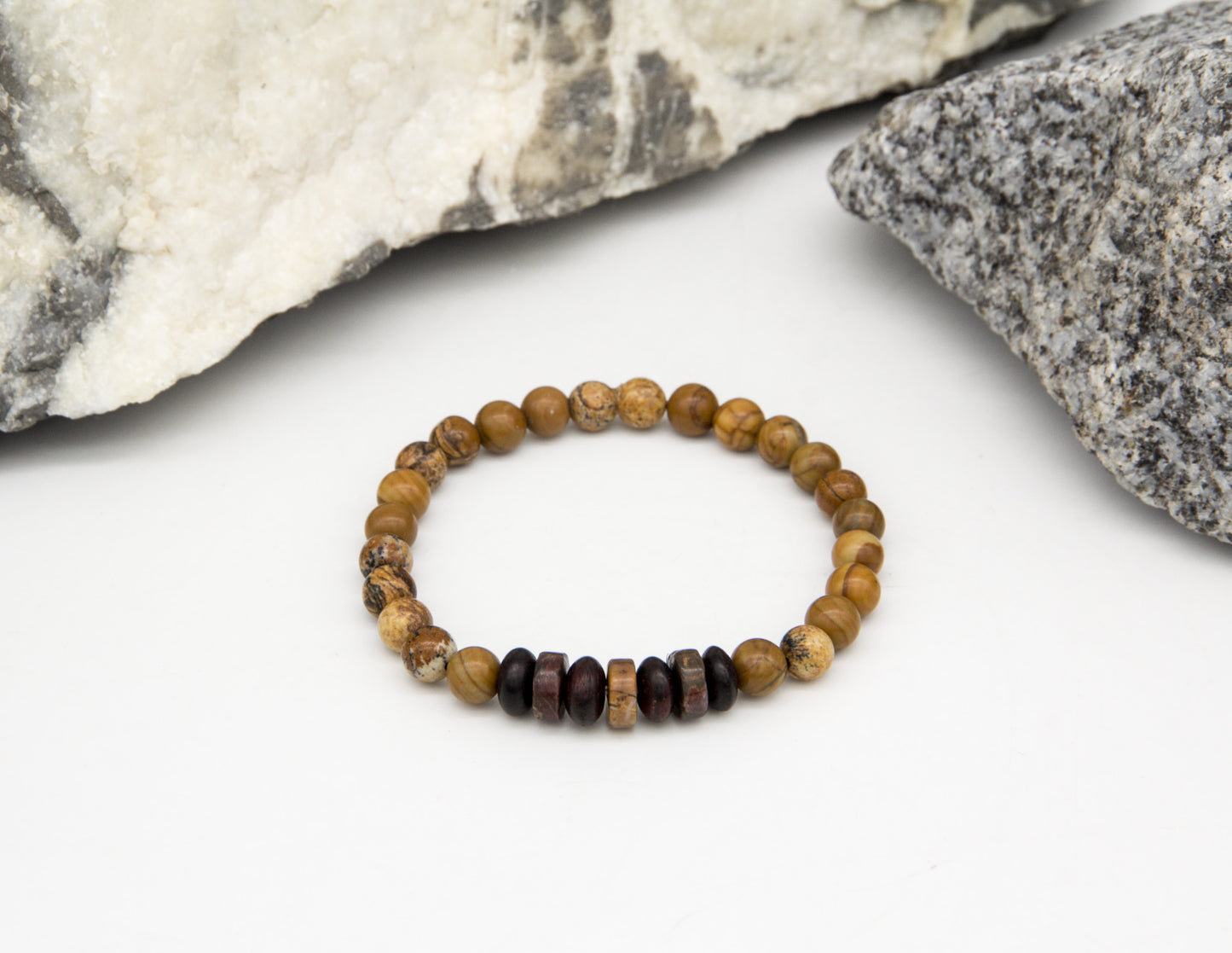 Beiges Bildjaspis-Armband – 6mm