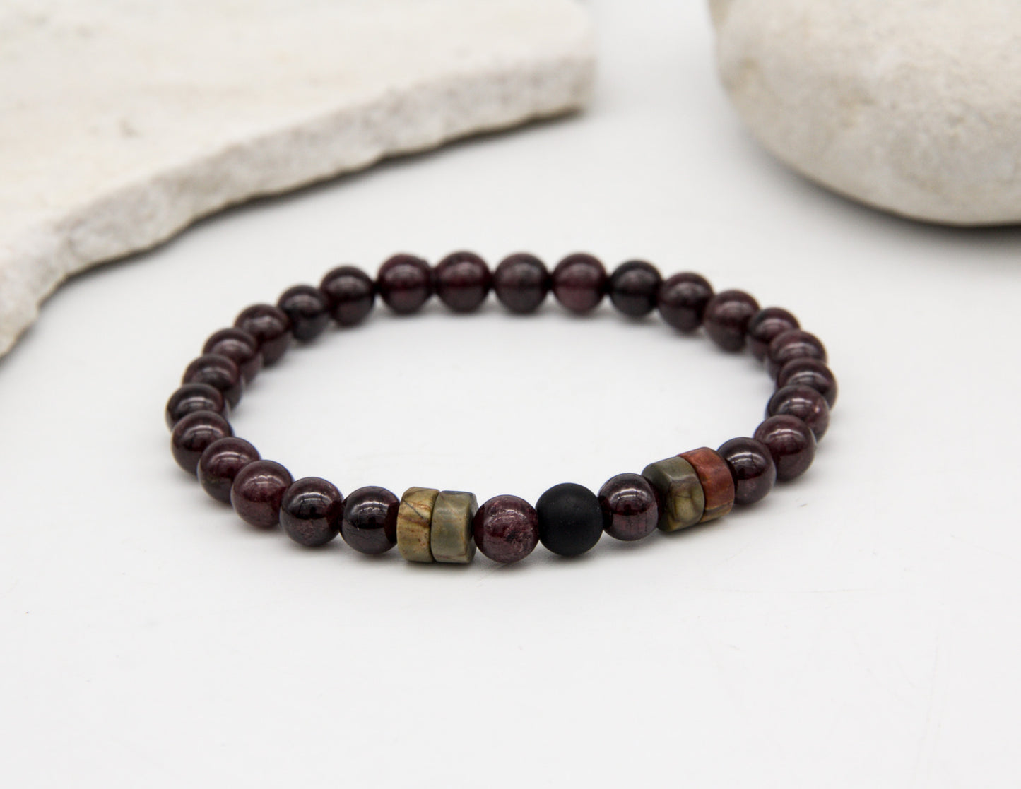 Granat & Onyx Armband – 6mm