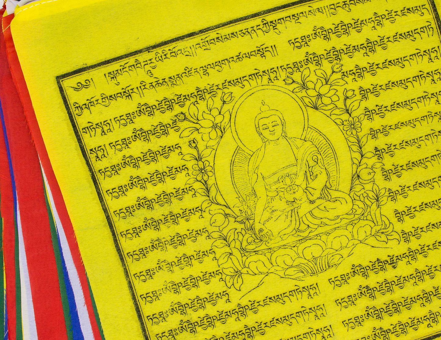 Große Medizin-Buddha-Gebetsfahnen, 33x33cm, 9,5m