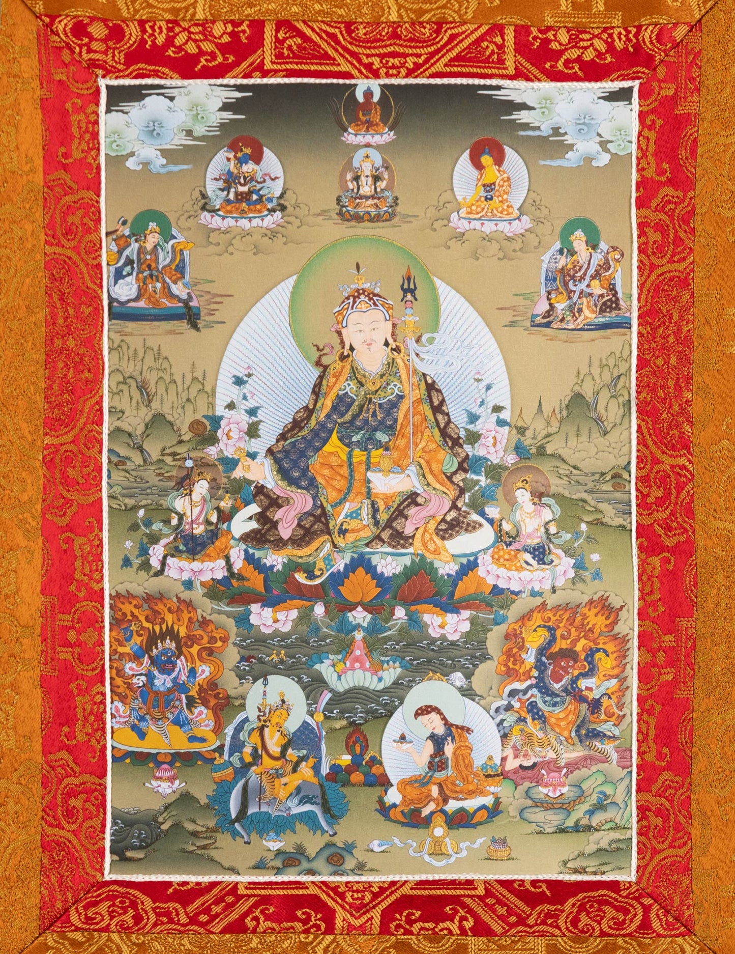 Guru Rinpoche with 8 Manifestations Thangka II