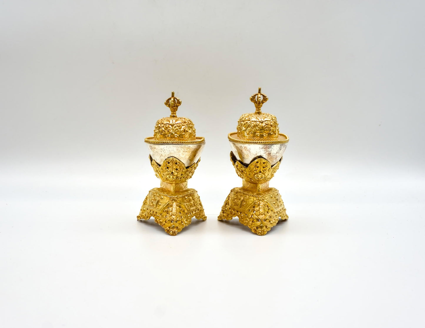 Pair of Silver & Gold Kapala – 11.5cm