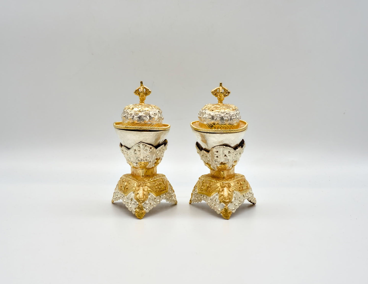 Pair of Silver & Gold Kapala – 11.5cm