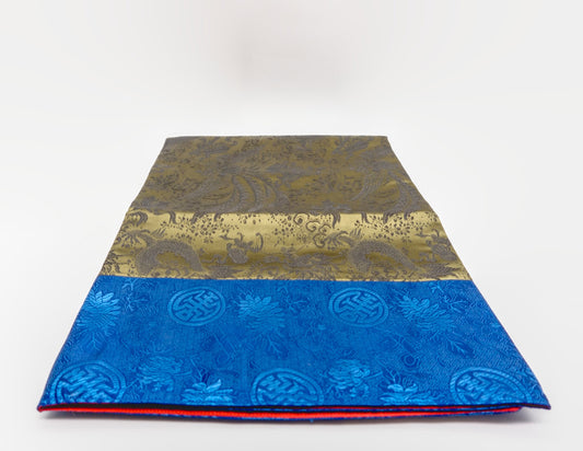 Quadratischer Brokat „Dragon“ – olivgrüne Mitte, 90 x 90 cm