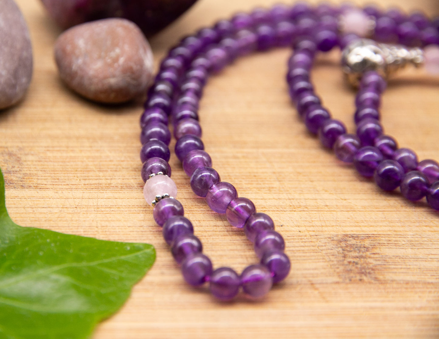 Amethyst &amp; Rosenquarz Mala – 6mm
