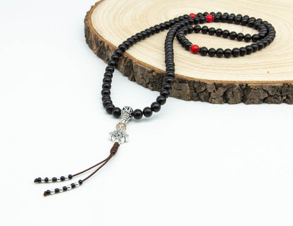 Black Rosewood Mala with Red Howlite – 8mm