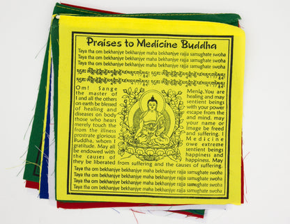 Medicine Buddha Prayer Flags in English, Multi / 20x20cm, 2m