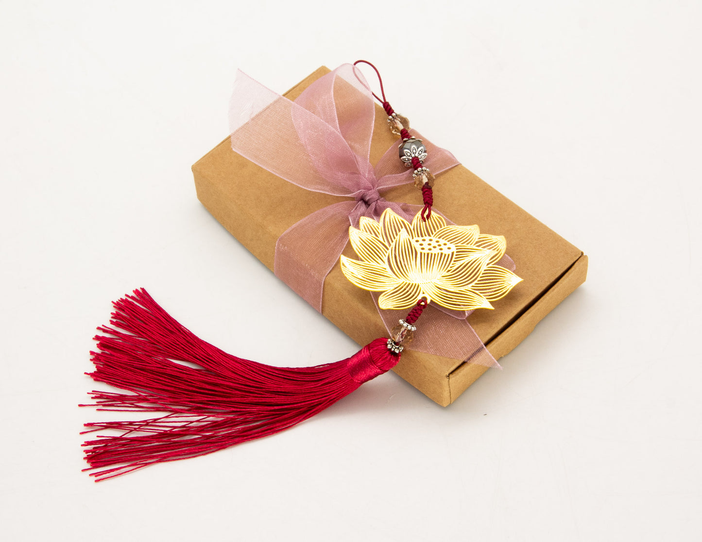 Handcrafted Golden Lotus Pendant with Quote