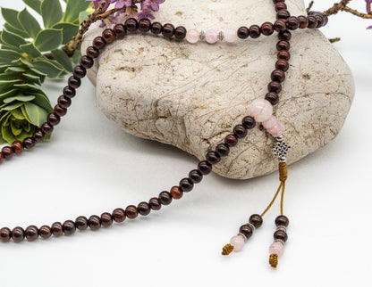 Rosewood & Rose Crystal Mala – 6mm