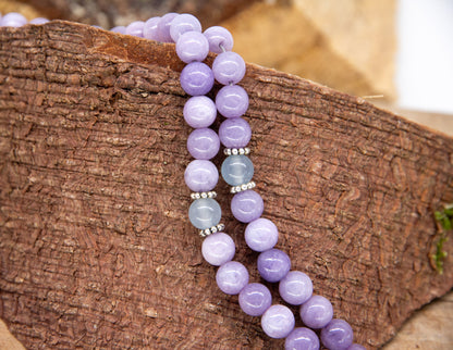 Angélite Violette &amp; Mala Bleu Clair 8mm