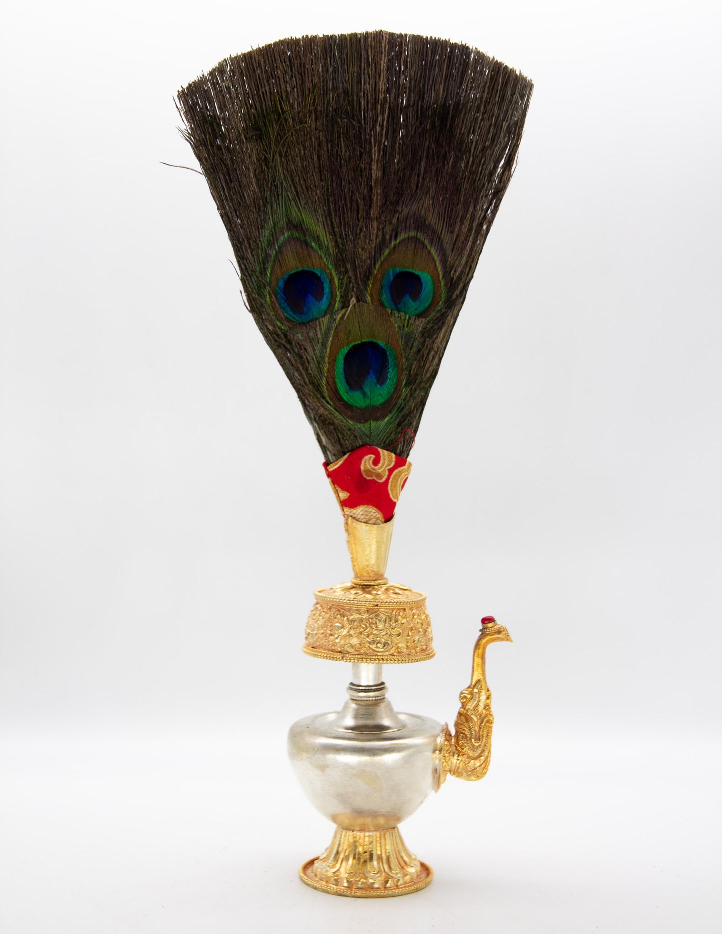 Silver and Gold Plated Bumpa Vase with Feathers – 21cm