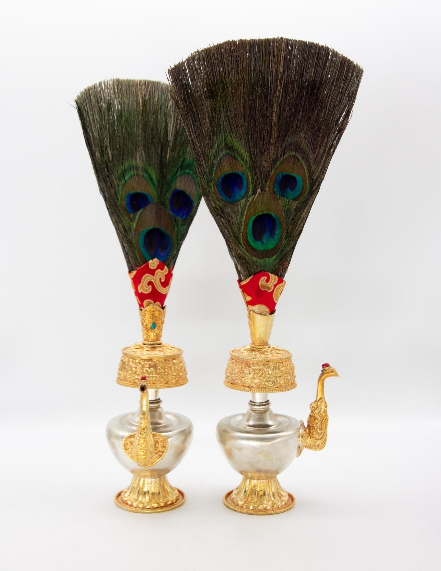Silver and Gold Plated Bumpa Vase with Feathers – 21cm