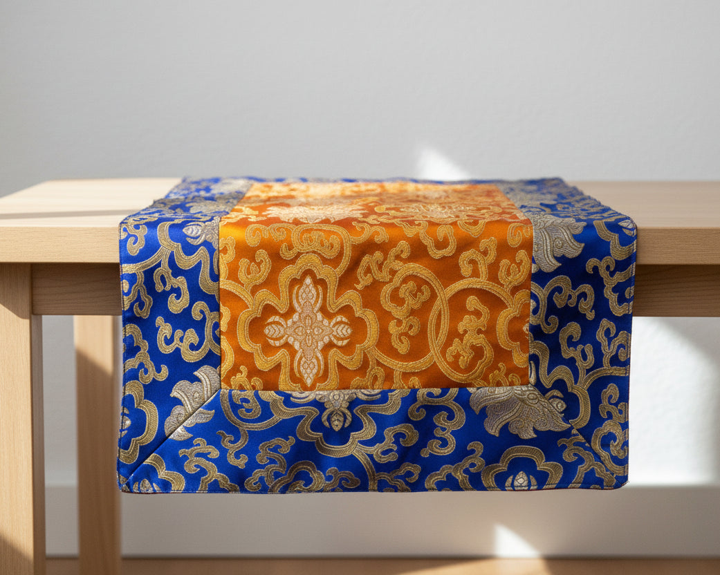 Standard-Brokattuch / Übungstischdecke – Blau &amp; Orange