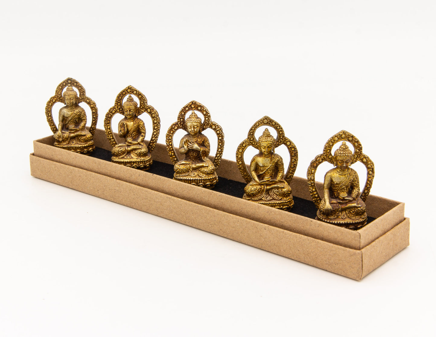 Mini-Statuenset mit fünf Buddha-Familien