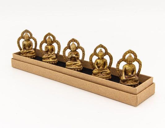 Mini-Statuenset mit fünf Buddha-Familien