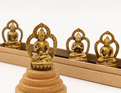 Mini-Statuenset mit fünf Buddha-Familien
