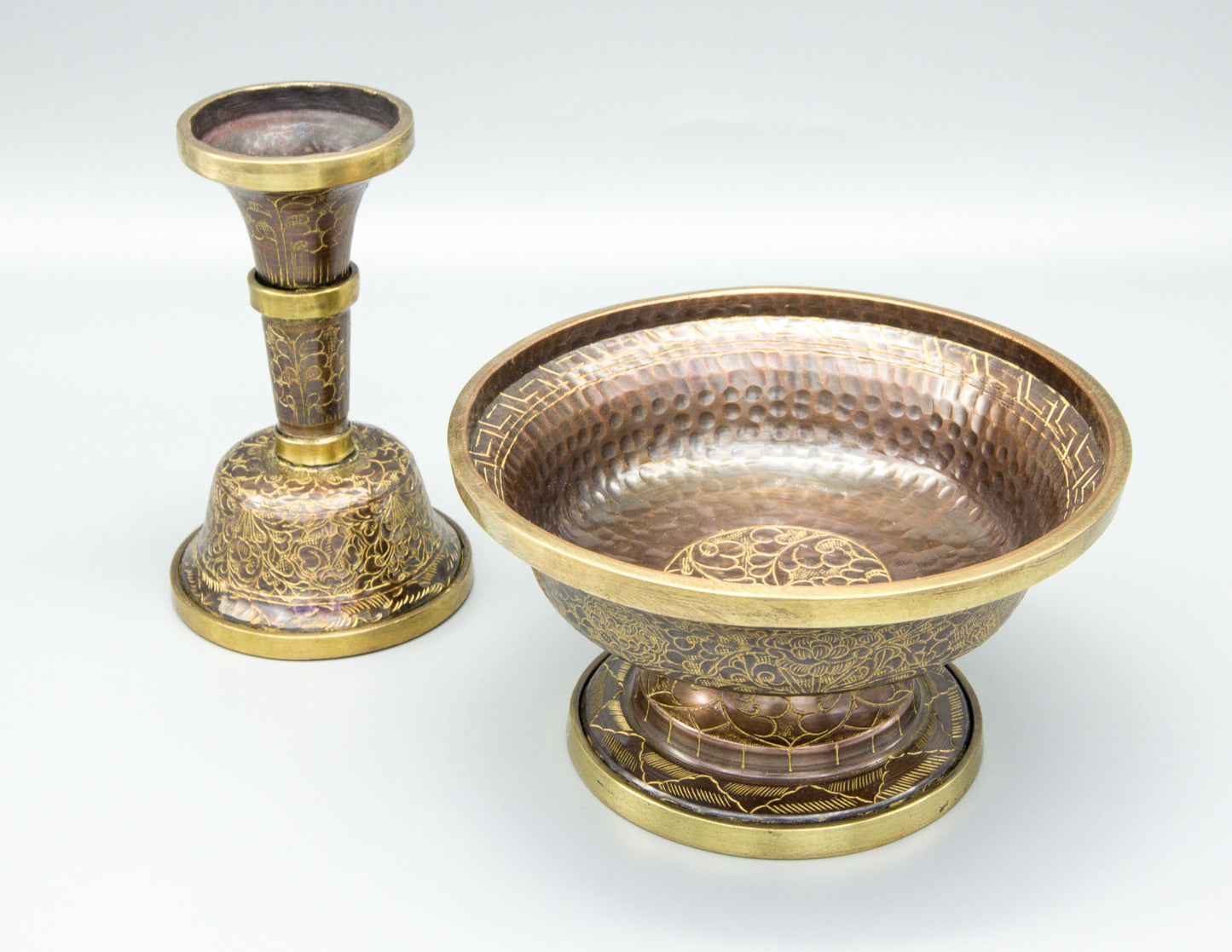Graviertes Serkyem-Set, oxidiertes Kupfer / Groß
