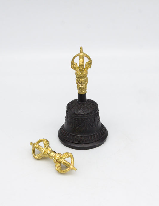 Dunkle Glocke &amp; Dorje mit Goldkontrast I – Mini