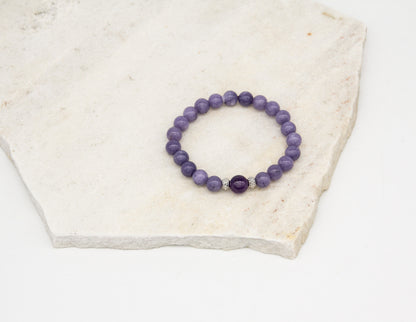 Lavendel-Jade- und Amethyst-Armband – 8 mm