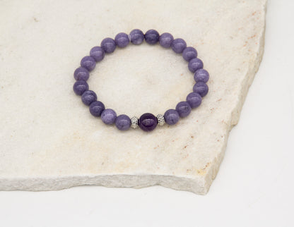 Lavendel-Jade- und Amethyst-Armband – 8 mm