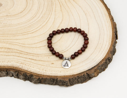 Palisanderarmband mit Buddha-Anhänger – 8mm
