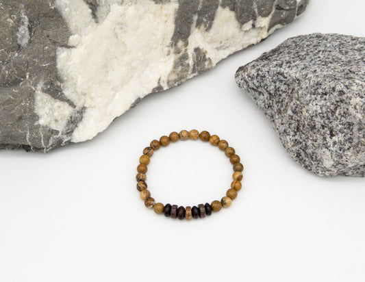 Beiges Bildjaspis-Armband – 6mm