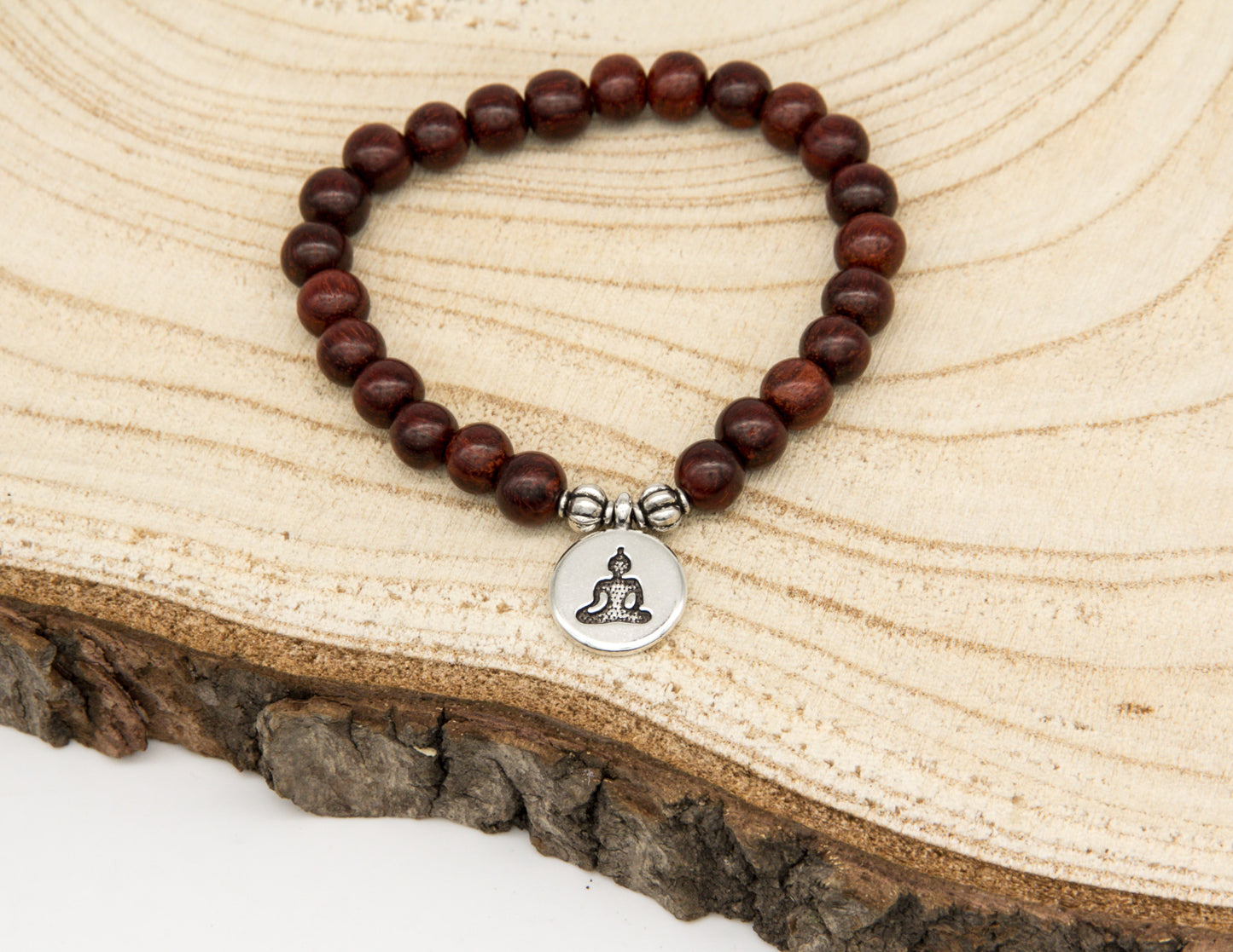 Palisanderarmband mit Buddha-Anhänger – 8mm