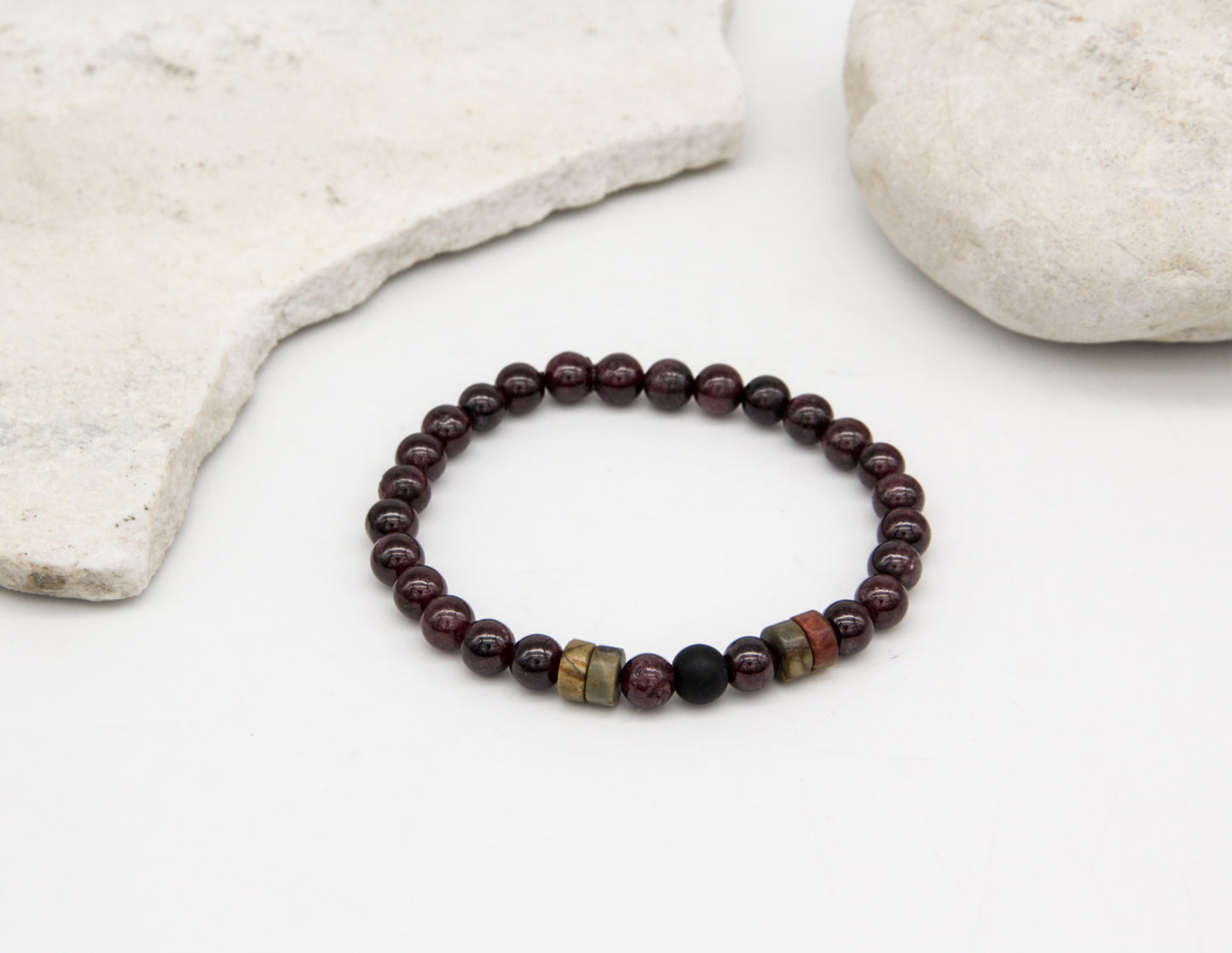 Granat &amp; Onyx Armband – 6mm