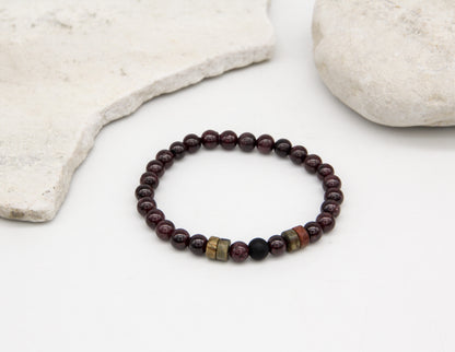 Granat &amp; Onyx Armband – 6mm
