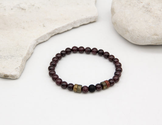 Granat &amp; Onyx Armband – 6mm