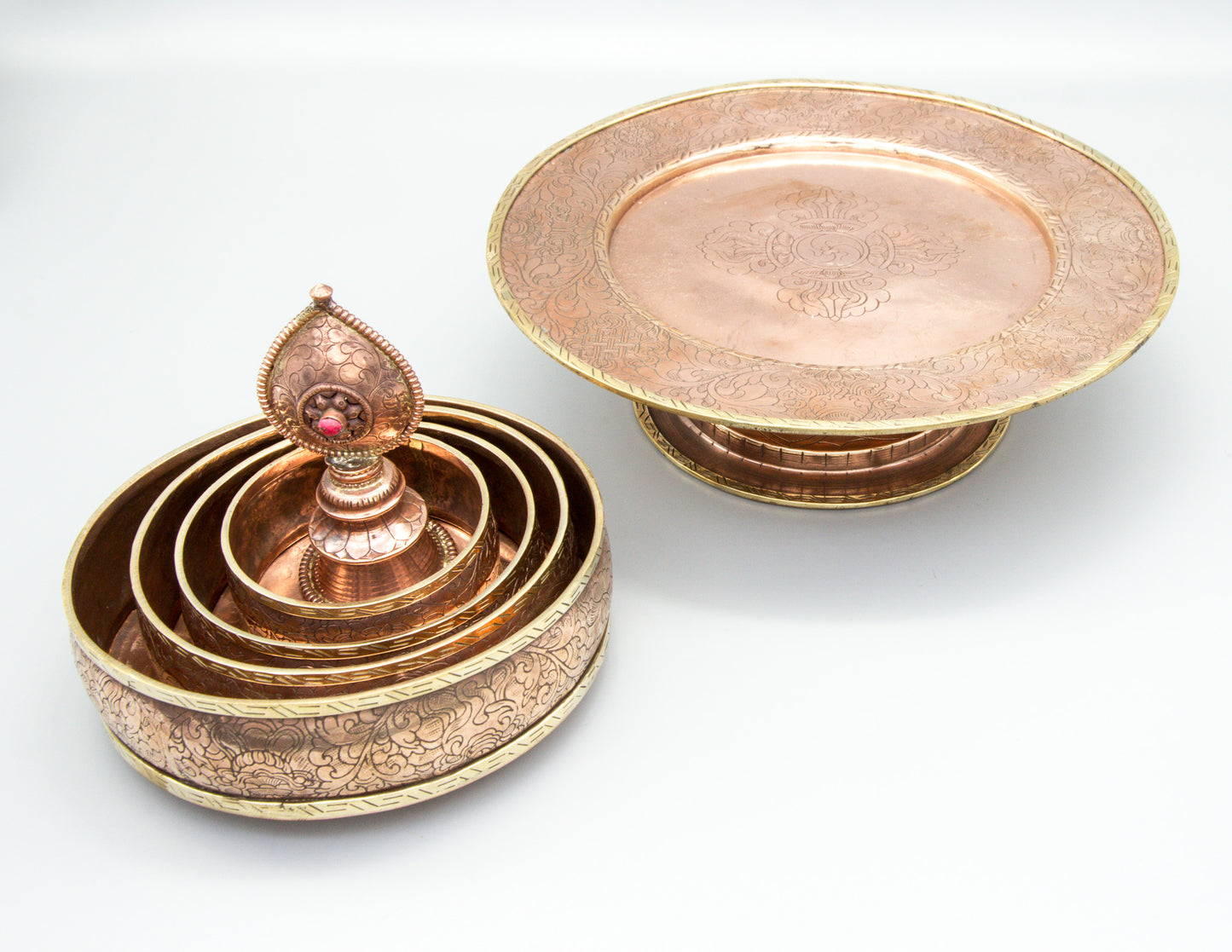 Erhabenes Mandala-Set, poliertes Kupfer
