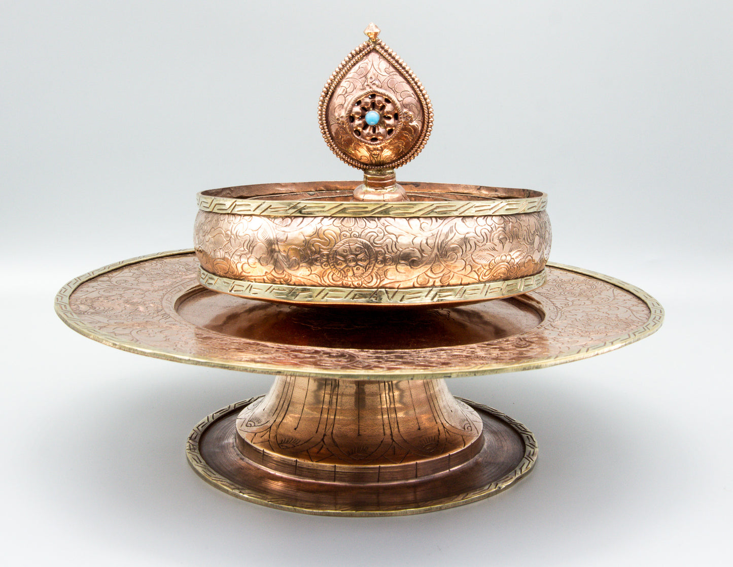 Erhabenes Mandala-Set, poliertes Kupfer