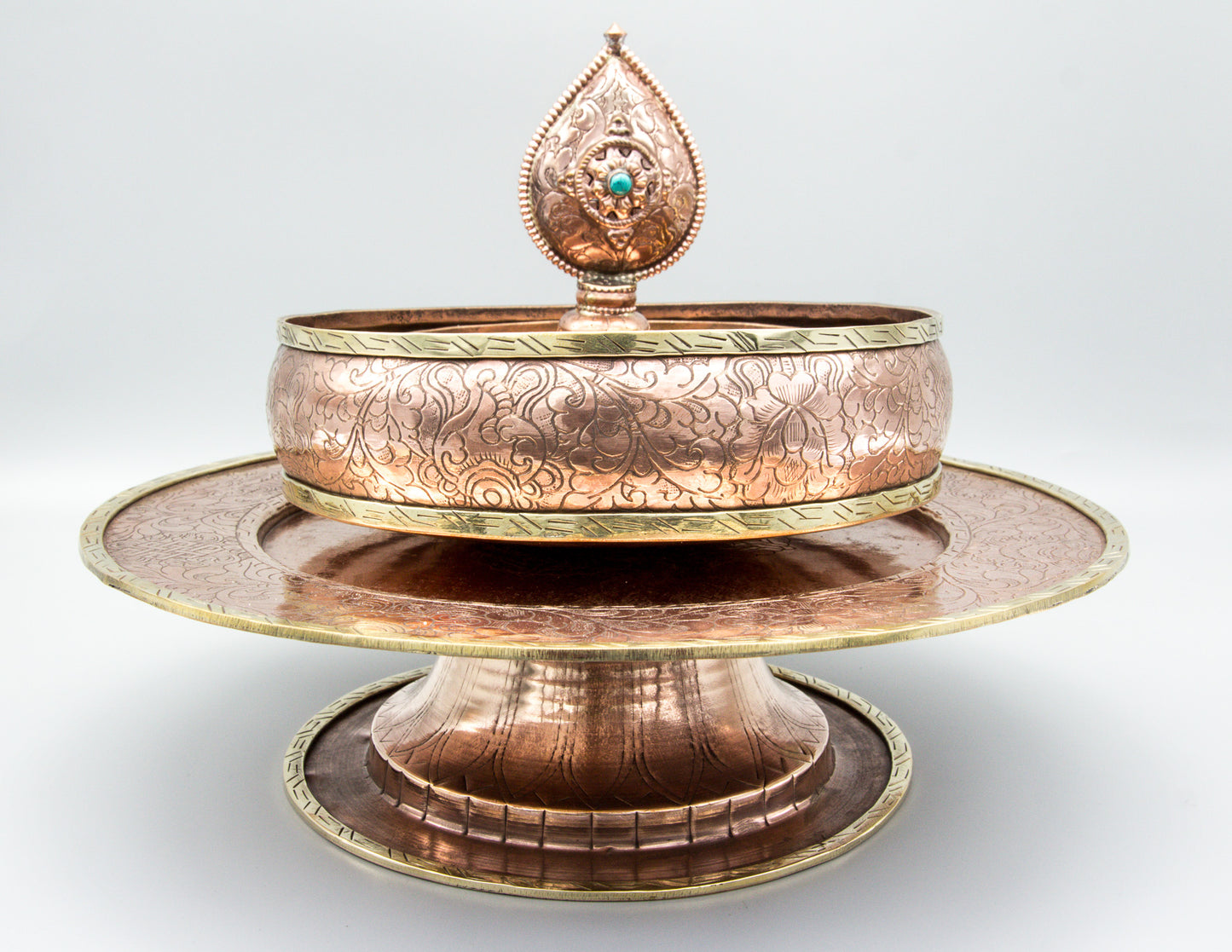 Erhabenes Mandala-Set, poliertes Kupfer