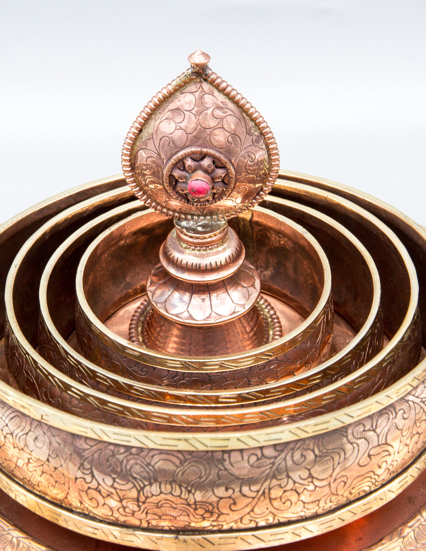 Erhabenes Mandala-Set, poliertes Kupfer