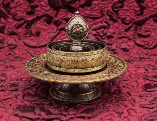 Erhabenes Mandala-Set, oxidiertes Kupfer