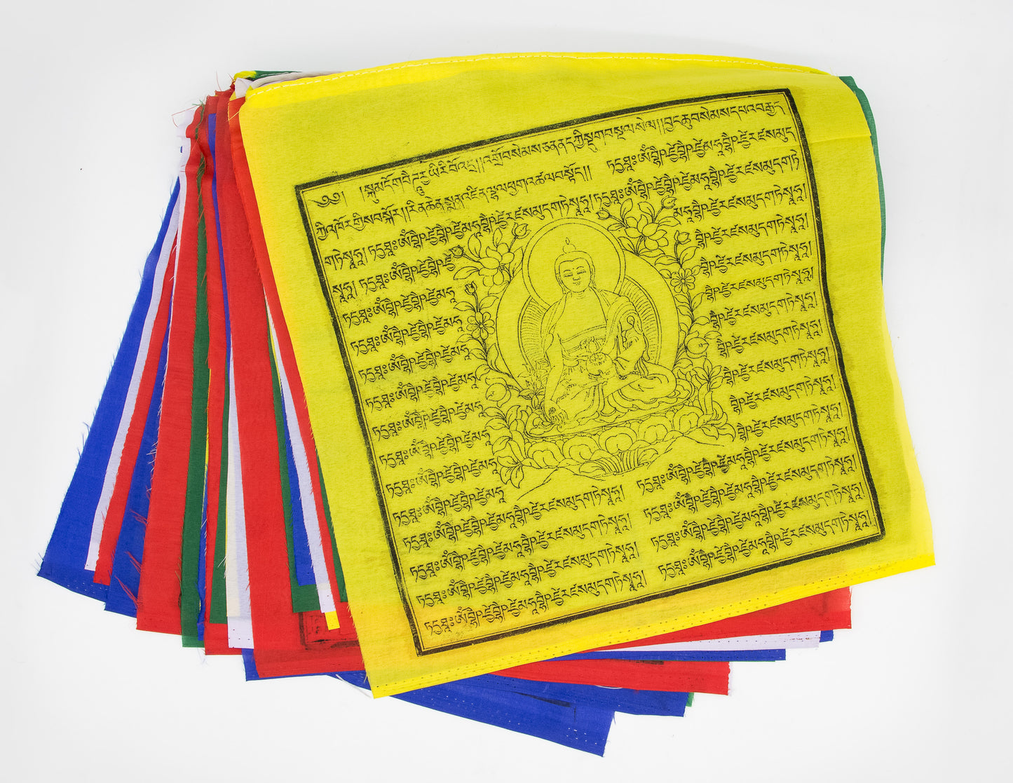 Große Medizin-Buddha-Gebetsfahnen, 33x33cm, 9,5m