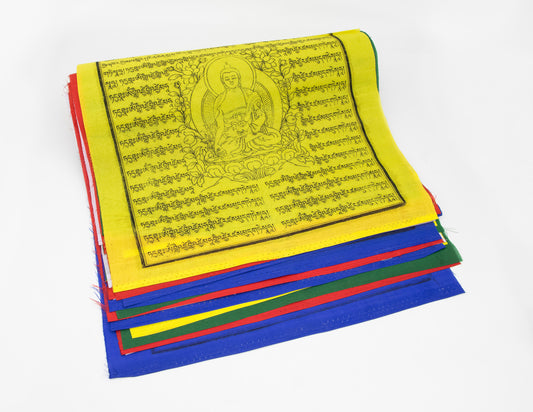 Große Medizin-Buddha-Gebetsfahnen, 33x33cm, 9,5m