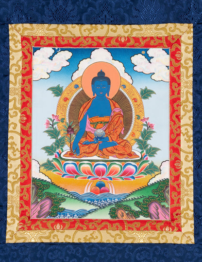 Bouddha de médecine thangkha VIII